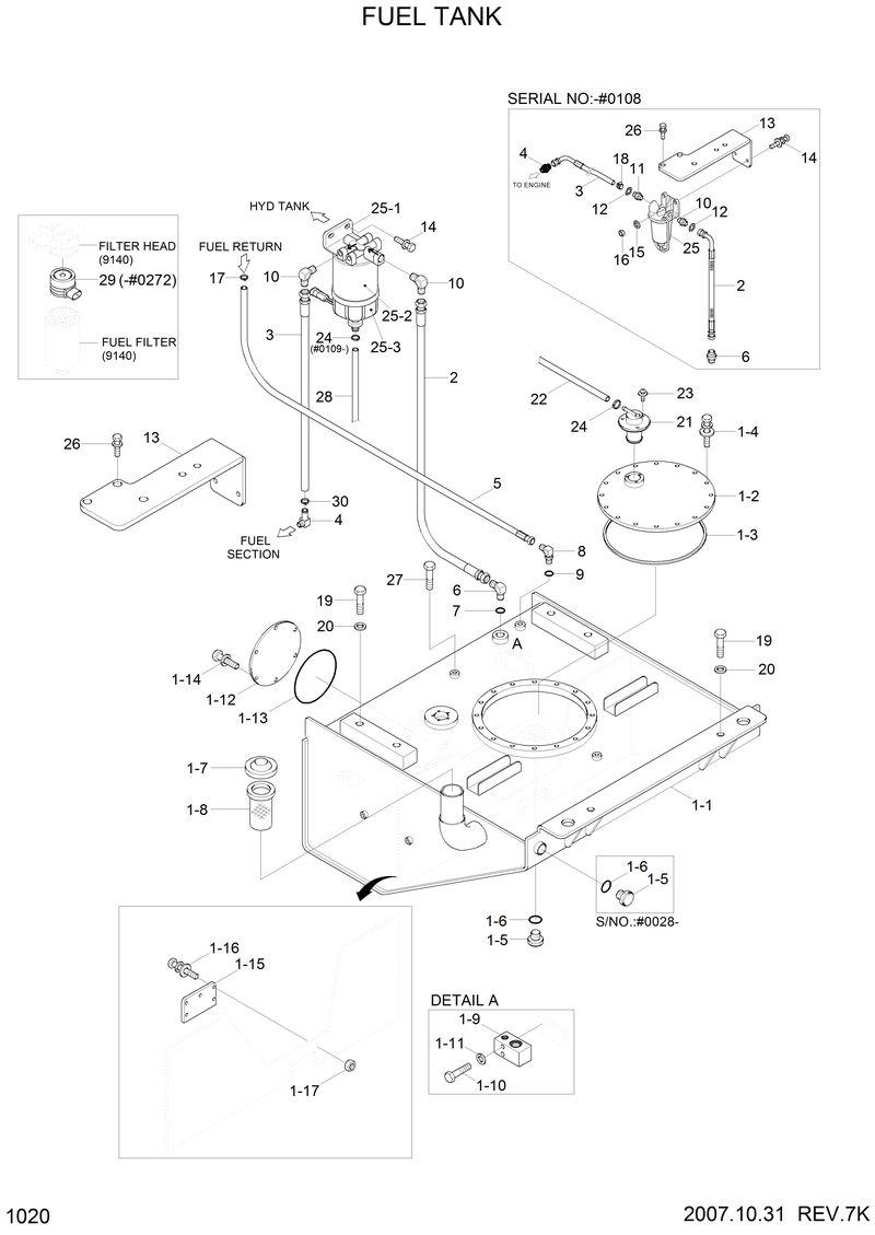 Схема запчастей Hyundai R290LC3LL - FUEL SYSTEM(R290LC-3LL,RB) 