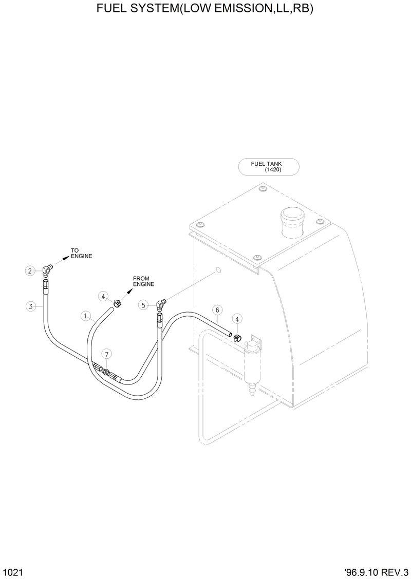 Схема запчастей Hyundai R290LC3LL - FUEL SYSTEM(LOW EMISSION,LL,RB) 