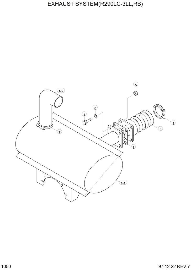 Схема запчастей Hyundai R290LC3LL - EXHAUST SYSTEM(R290LC-3LL,RB) 