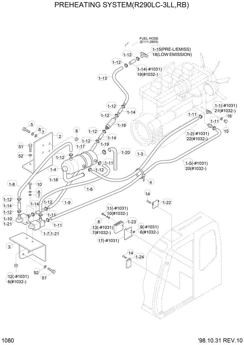 Схема запчастей Hyundai R290LC3LL - PREHEATING SYSTEM(R290LC-3LL,RB) 