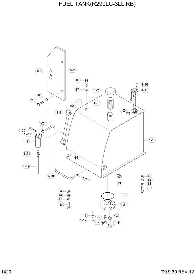 Схема запчастей Hyundai R290LC3LL - FUEL TANK(R290LC-3LL,RB) 