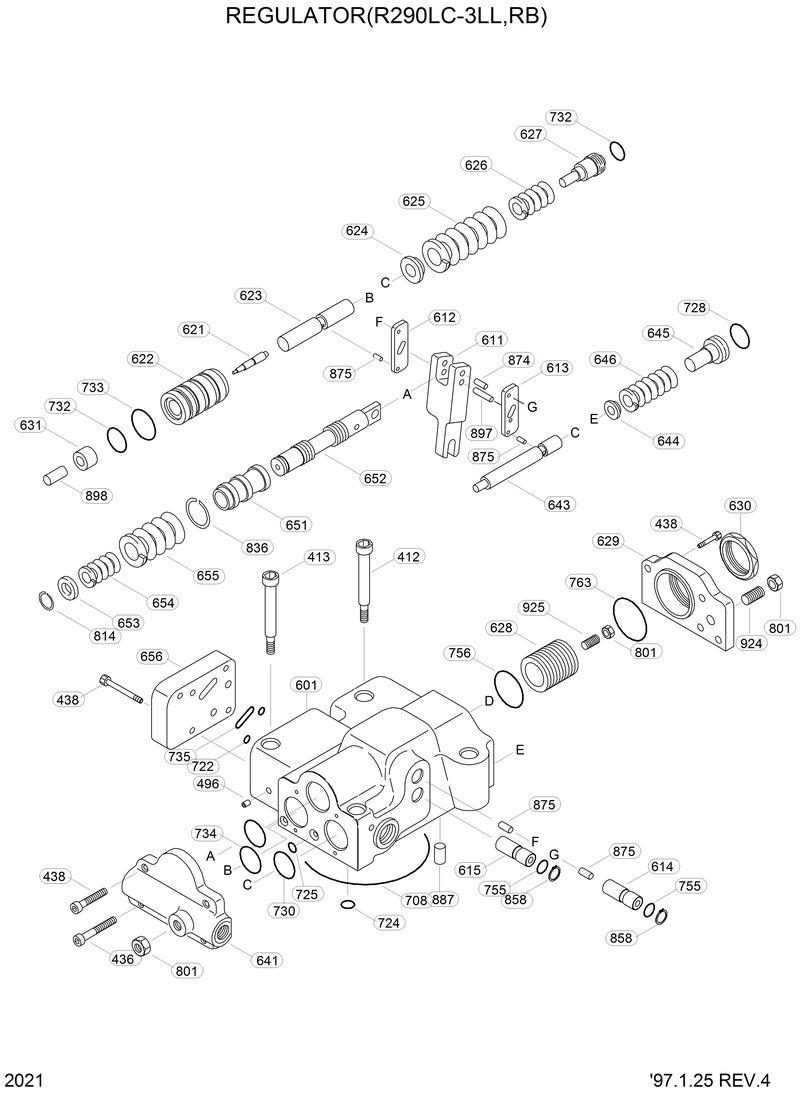 Схема запчастей Hyundai R290LC3LL - REGULATOR(R290LC-3LL,RB) 