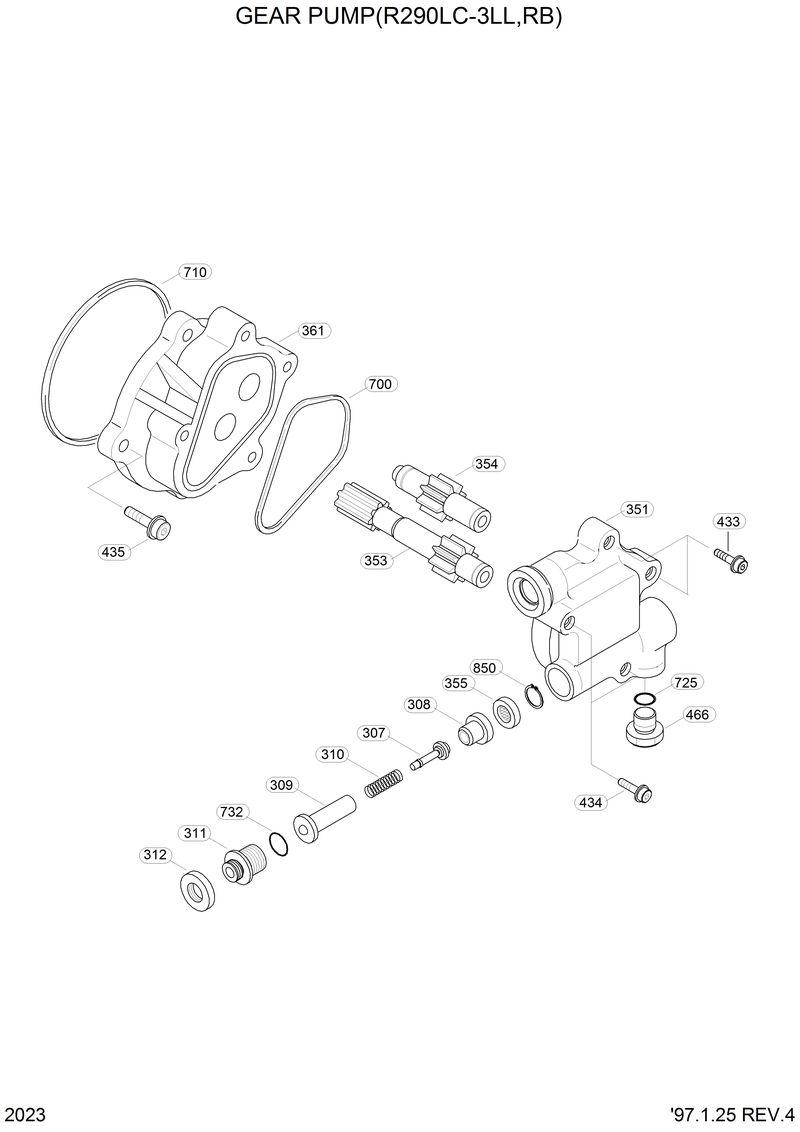 Схема запчастей Hyundai R290LC3LL - GEAR PUMP(R290LC-3LL,RB) 