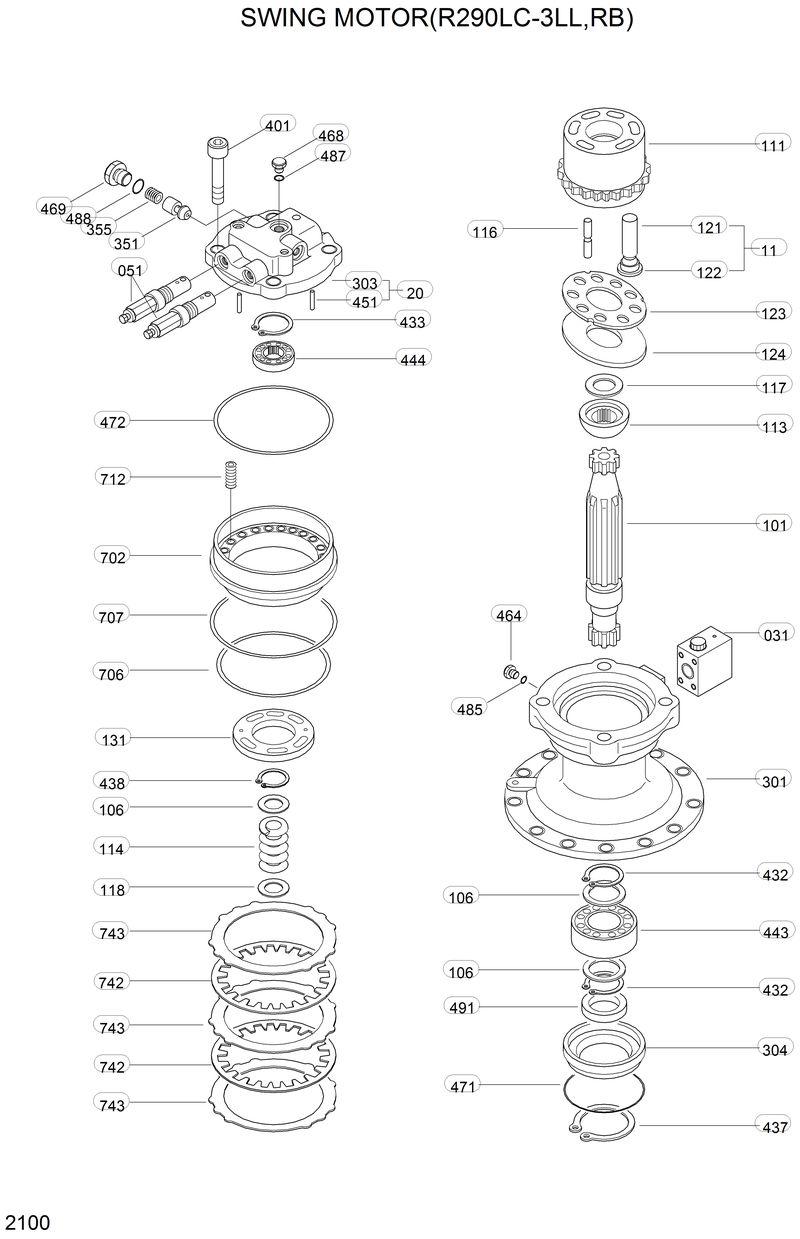 Схема запчастей Hyundai R290LC3LL - SWING MOTOR(R290LC-3LL,RB) 