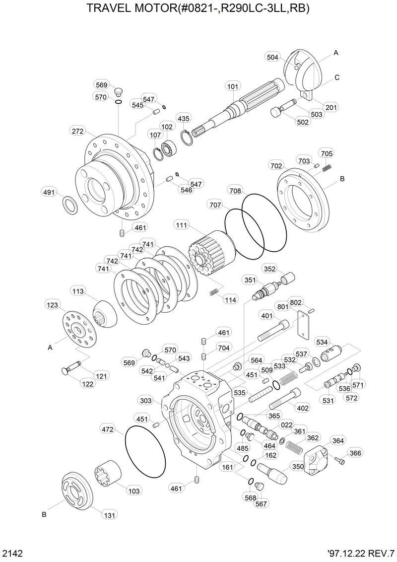 Схема запчастей Hyundai R290LC3LL - TRAVEL MOTOR(#0821-,R290LC-3LLC-3LL) 