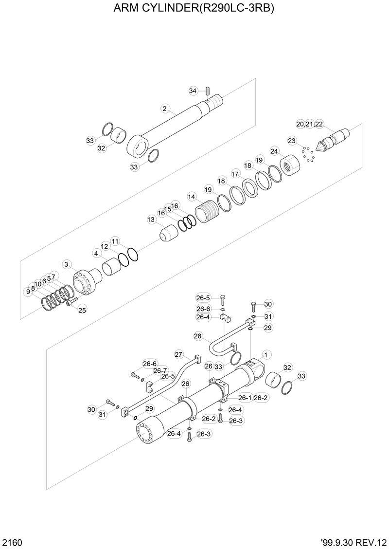 Схема запчастей Hyundai R290LC3LL - ARM CYLINDER(R290LC-3RB) 