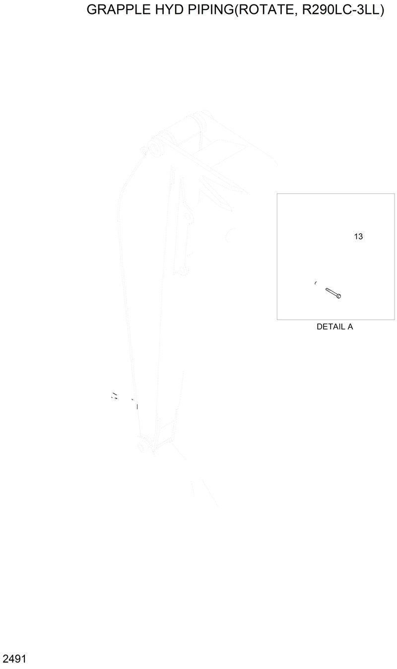 Схема запчастей Hyundai R290LC3LL - GRAPPLE HYD PIPING(ROTATE, R290LC-3LL) 
