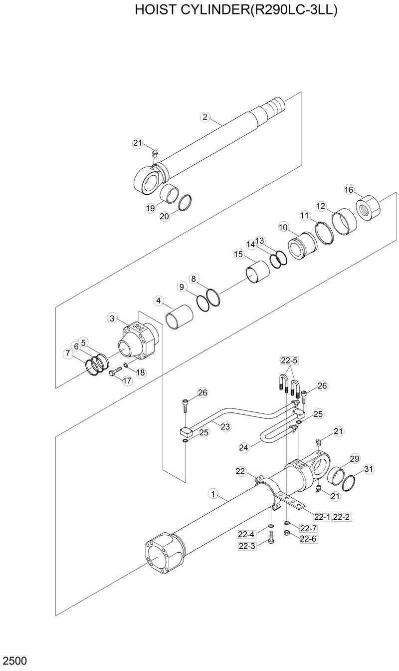 Схема запчастей Hyundai R290LC3LL - HOIST CYLINDER(R290LC-3LL) 