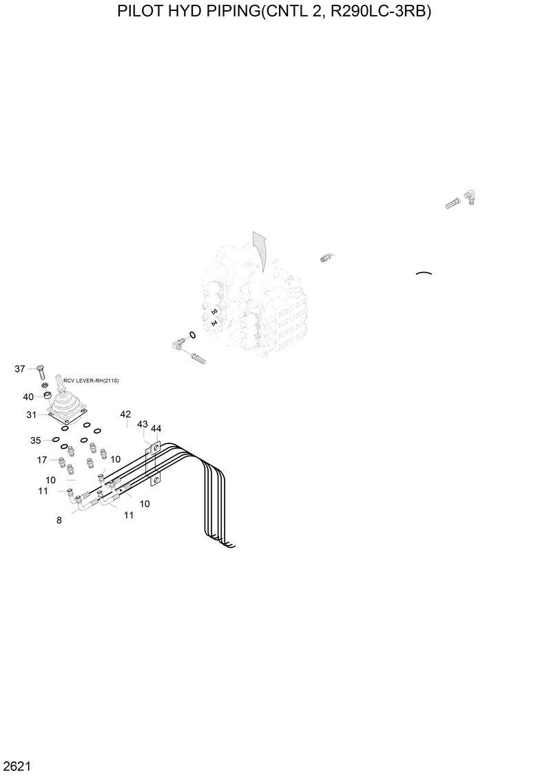 Схема запчастей Hyundai R290LC3LL - PILOT HYD PIPING(CNTL 2, R290LC-3RB) 