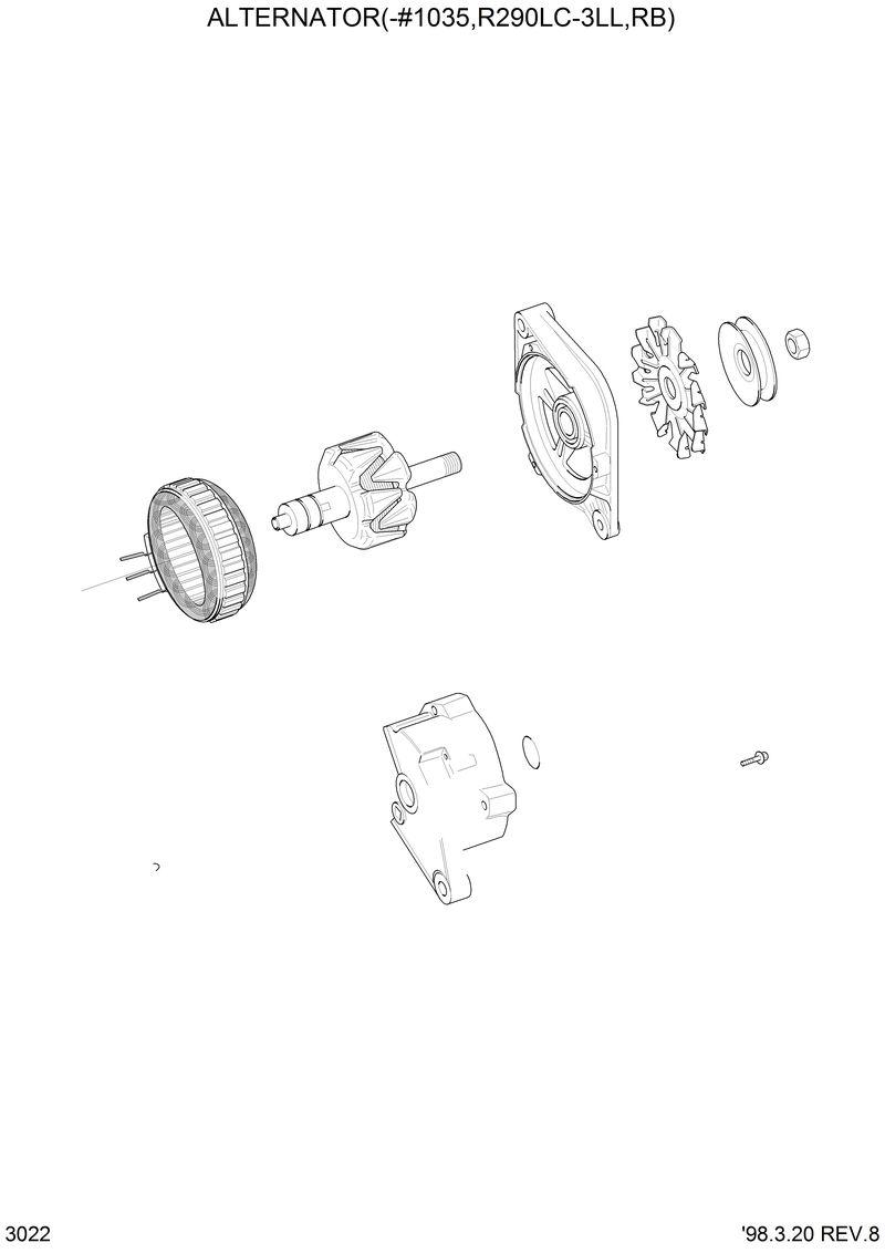 Схема запчастей Hyundai R290LC3LL - ALTERNATOR(-#1035,R290LC-3LL,R3LL,RB) 