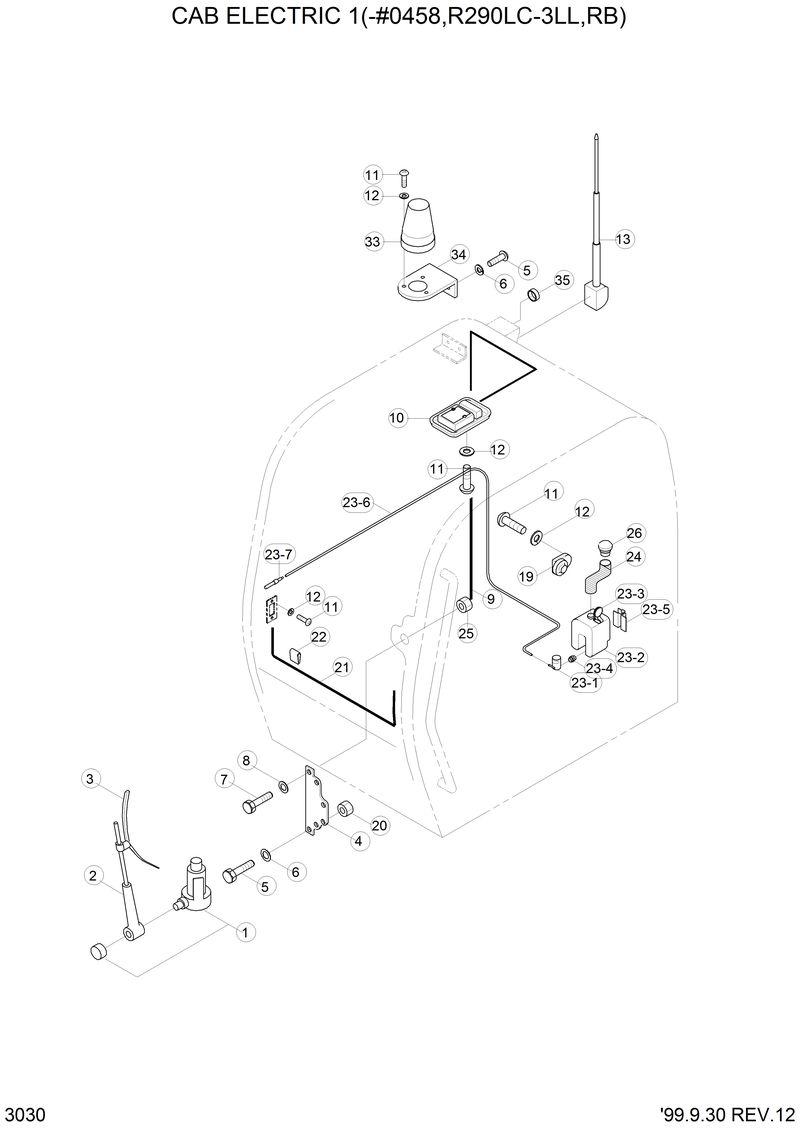 Схема запчастей Hyundai R290LC3LL - CAB ELECTRIC 1(-#0458,R290LC-3LL,RB) 