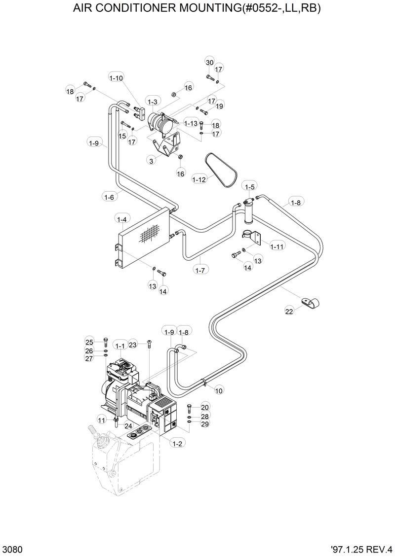 Схема запчастей Hyundai R290LC3LL - AIR CONDITIONER MOUNTING(#0552L) 