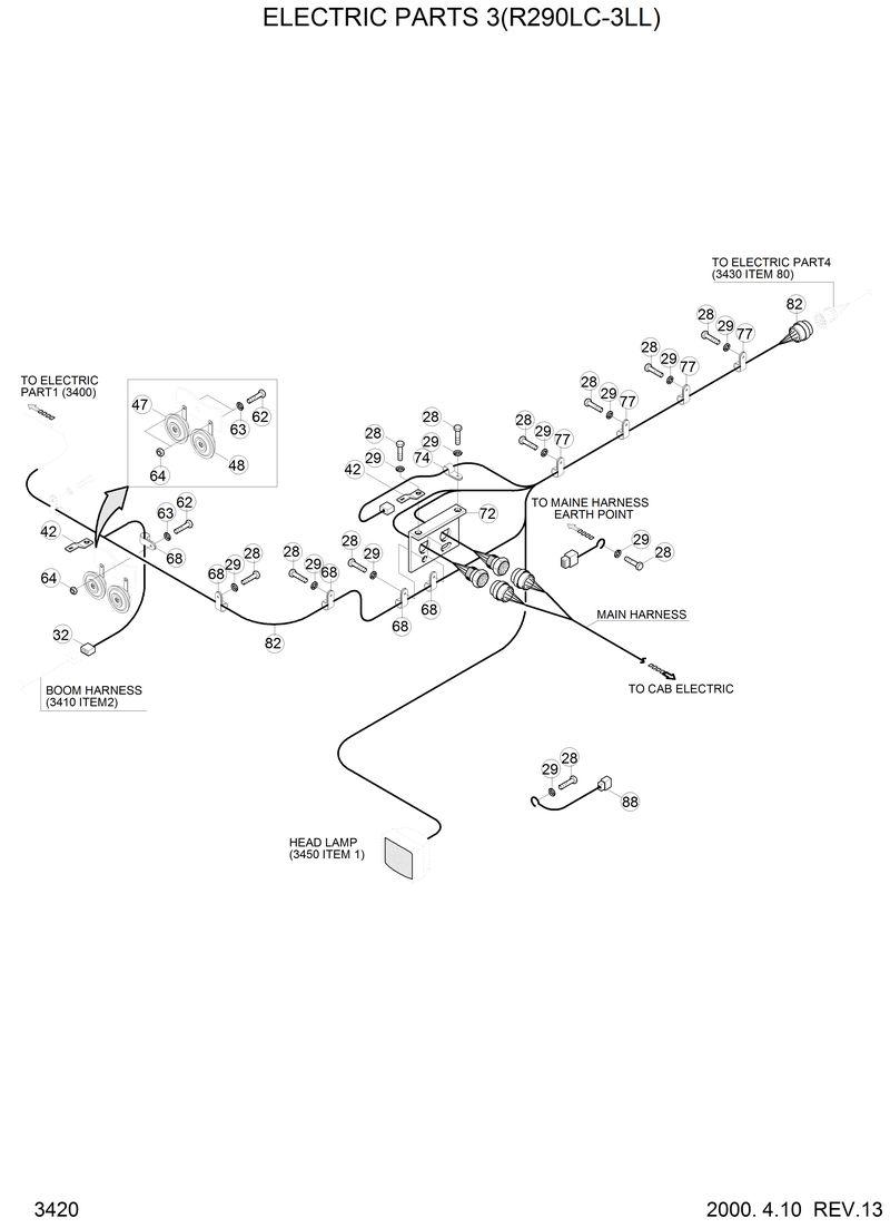 Схема запчастей Hyundai R290LC3LL - ELECTRIC PARTS 3(R290LC-3LL) 