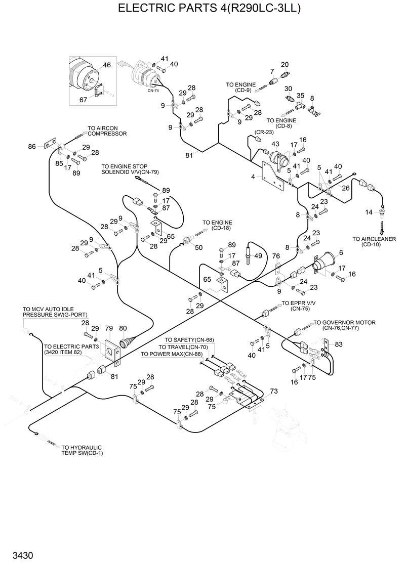 Схема запчастей Hyundai R290LC3LL - ELECTRIC PARTS 4(R290LC-3LL) 