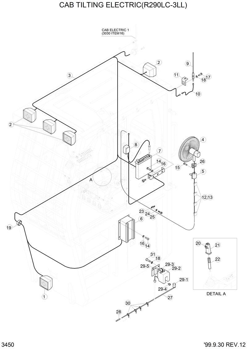 Схема запчастей Hyundai R290LC3LL - CAB TILTING ELECTRIC(R290LC-3LL) 