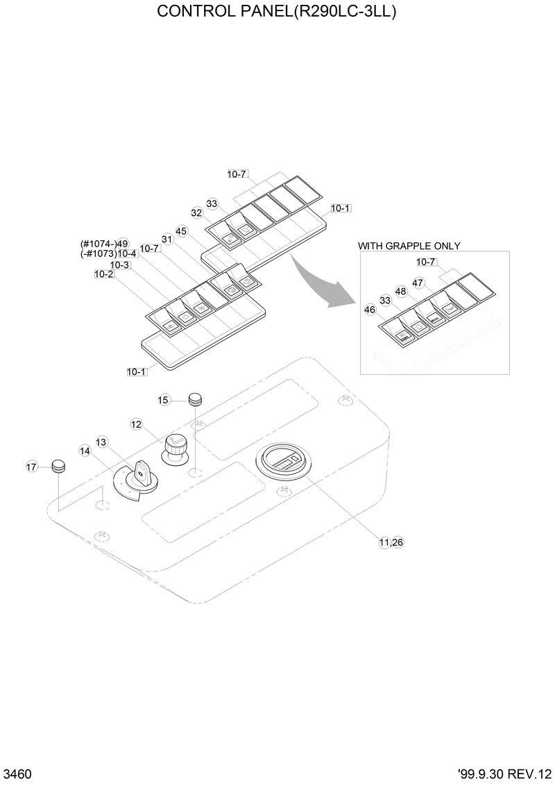 Схема запчастей Hyundai R290LC3LL - CONTROL PANEL(R290LC-3LL) 