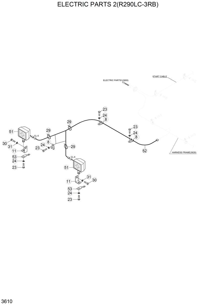 Схема запчастей Hyundai R290LC3LL - ELECTRIC PARTS 2(R290LC-3RB) 