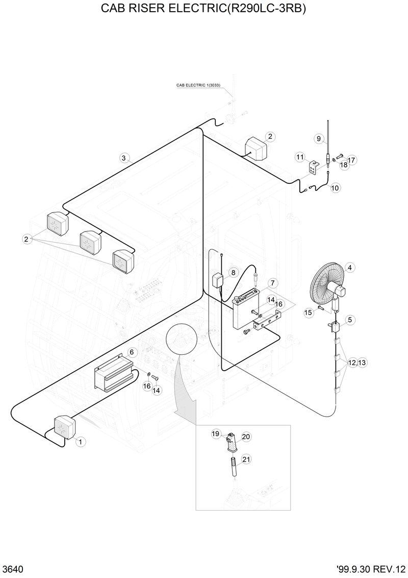 Схема запчастей Hyundai R290LC3LL - CAB RISER ELECTRIC(R290LC-3RB) 