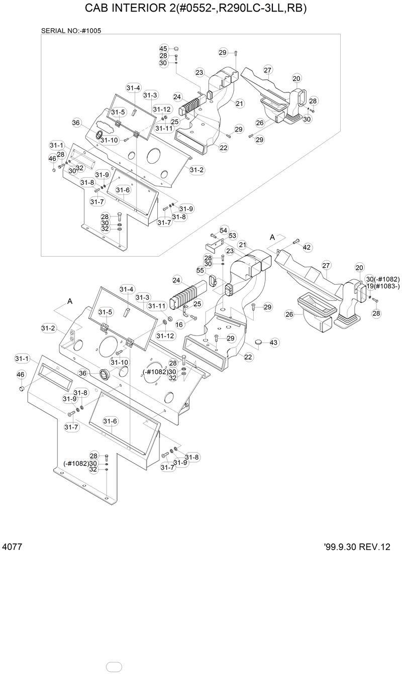 Схема запчастей Hyundai R290LC3LL - CAB INTERIOR 2(#0552-,R290LC-3LL,RB) 