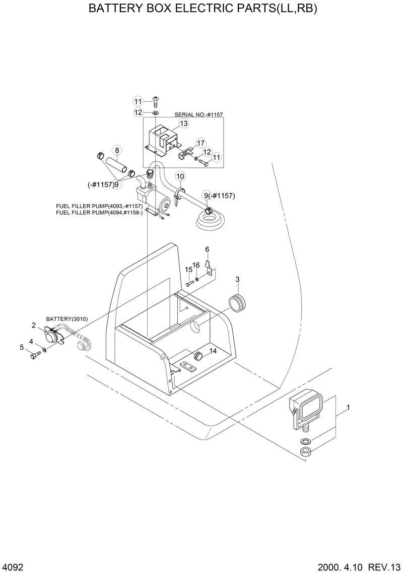 Схема запчастей Hyundai R290LC3LL - BATTERY BOX ELECTRIC PARTS(LL,RB) 