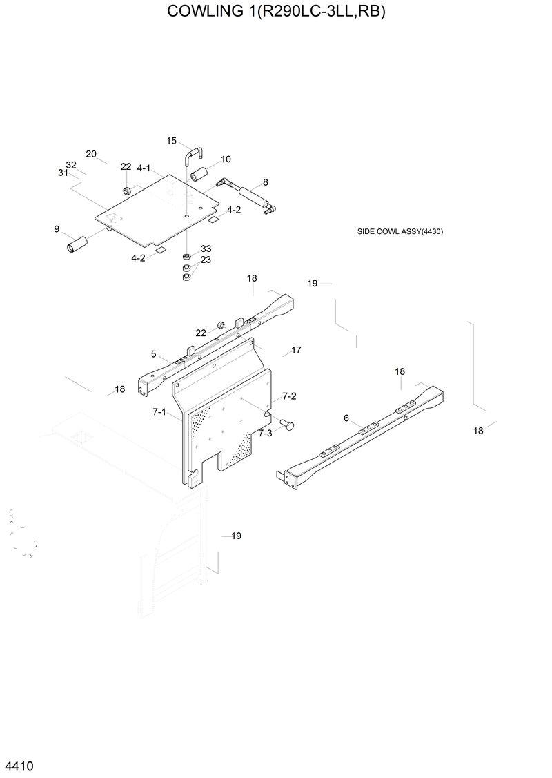 Схема запчастей Hyundai R290LC3LL - COWLING 1(R290LC-3LL,RB) 