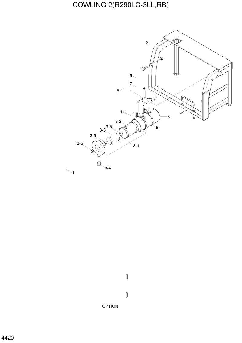 Схема запчастей Hyundai R290LC3LL - COWLING 2(R290LC-3LL,RB) 