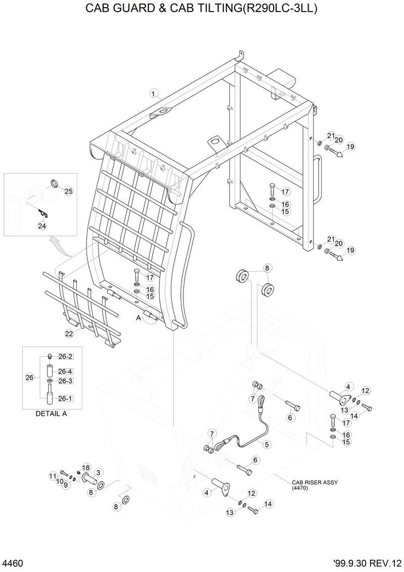 Схема запчастей Hyundai R290LC3LL - CAB GUARD &amp; CAB TILTING(R290LC-3LL) 