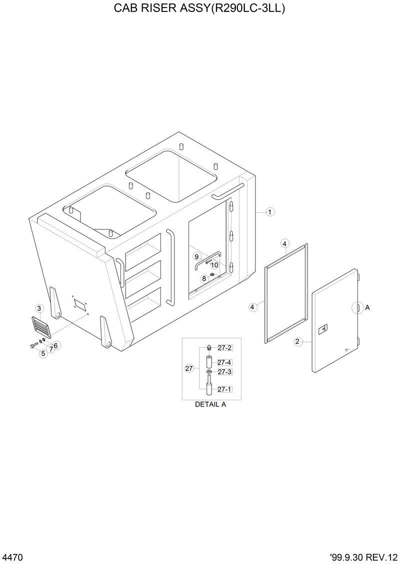 Схема запчастей Hyundai R290LC3LL - CAB RISER ASSY(R290LC-3LL) 