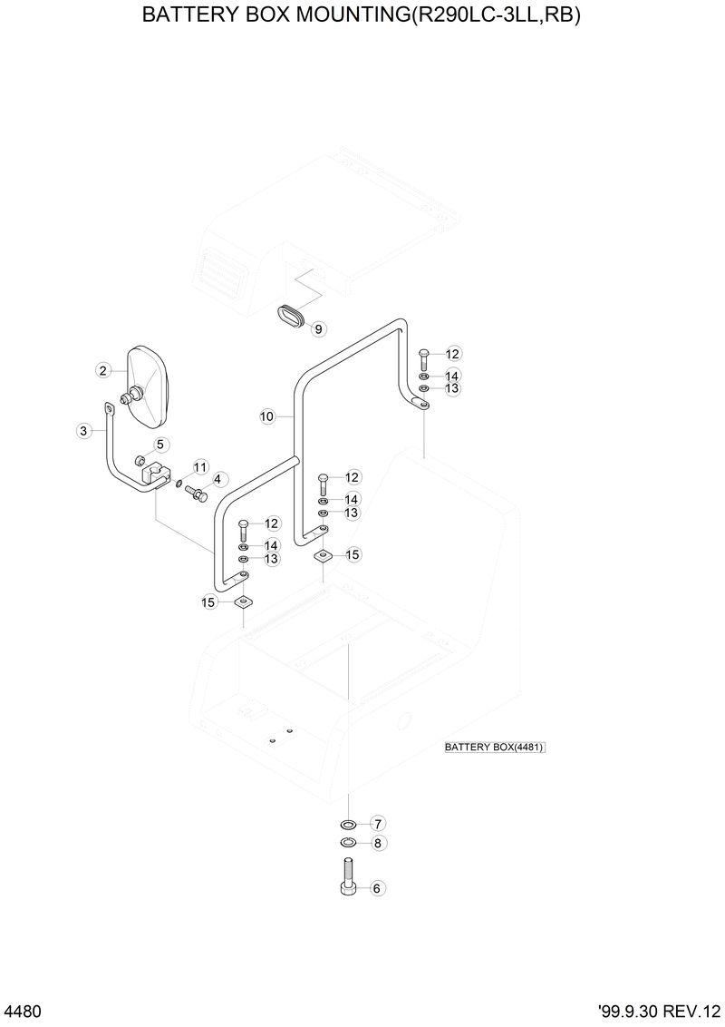 Схема запчастей Hyundai R290LC3LL - BATTERY BOX MOUNTING(R290LC-3LL,RB) 