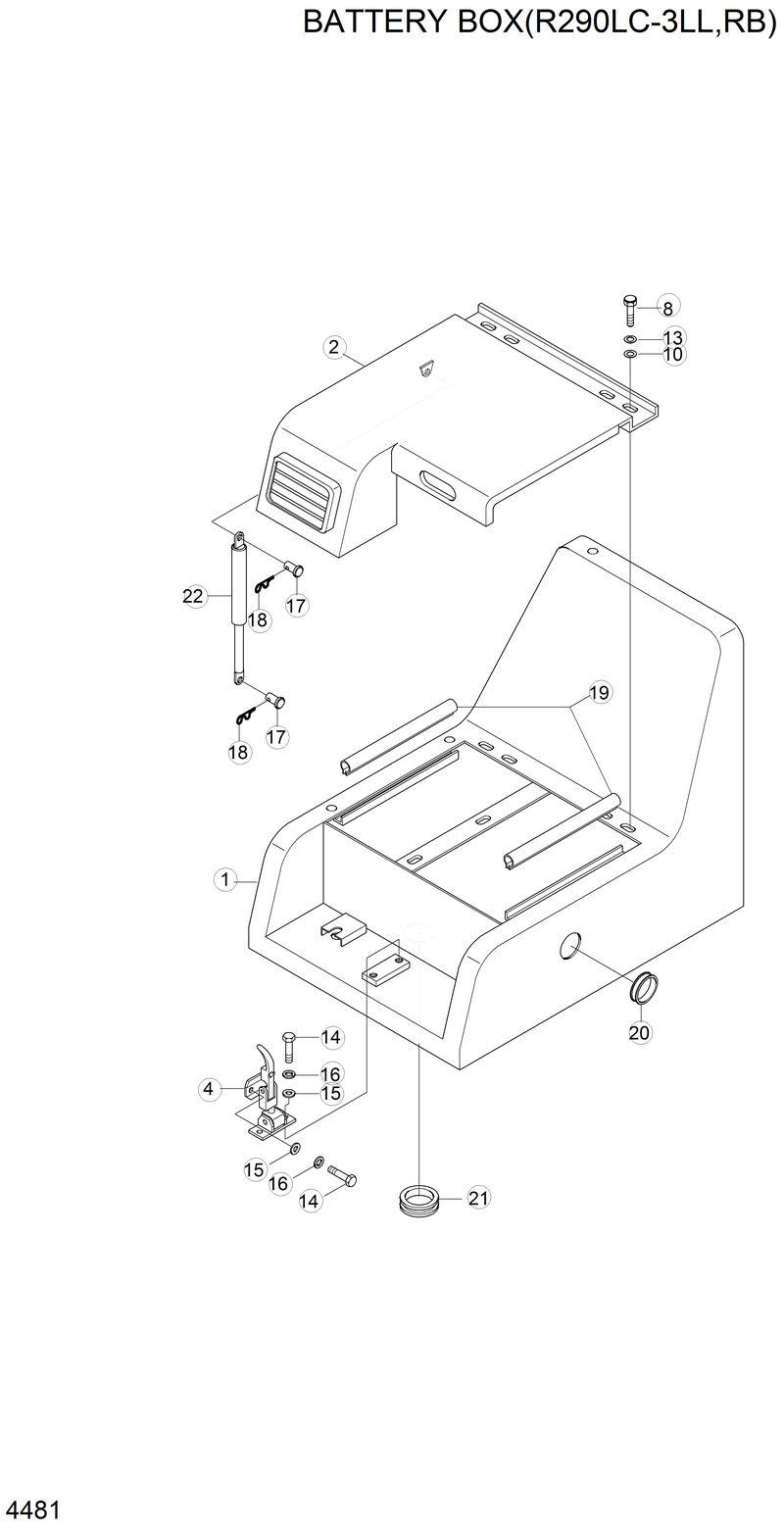 Схема запчастей Hyundai R290LC3LL - BATTERY BOX(R290LC-3LL,RB) 