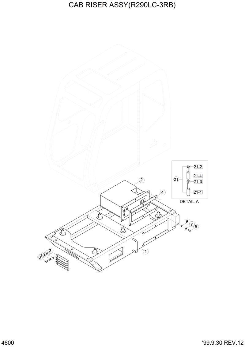 Схема запчастей Hyundai R290LC3LL - CAB RISER ASSY(R290LC-3RB) 