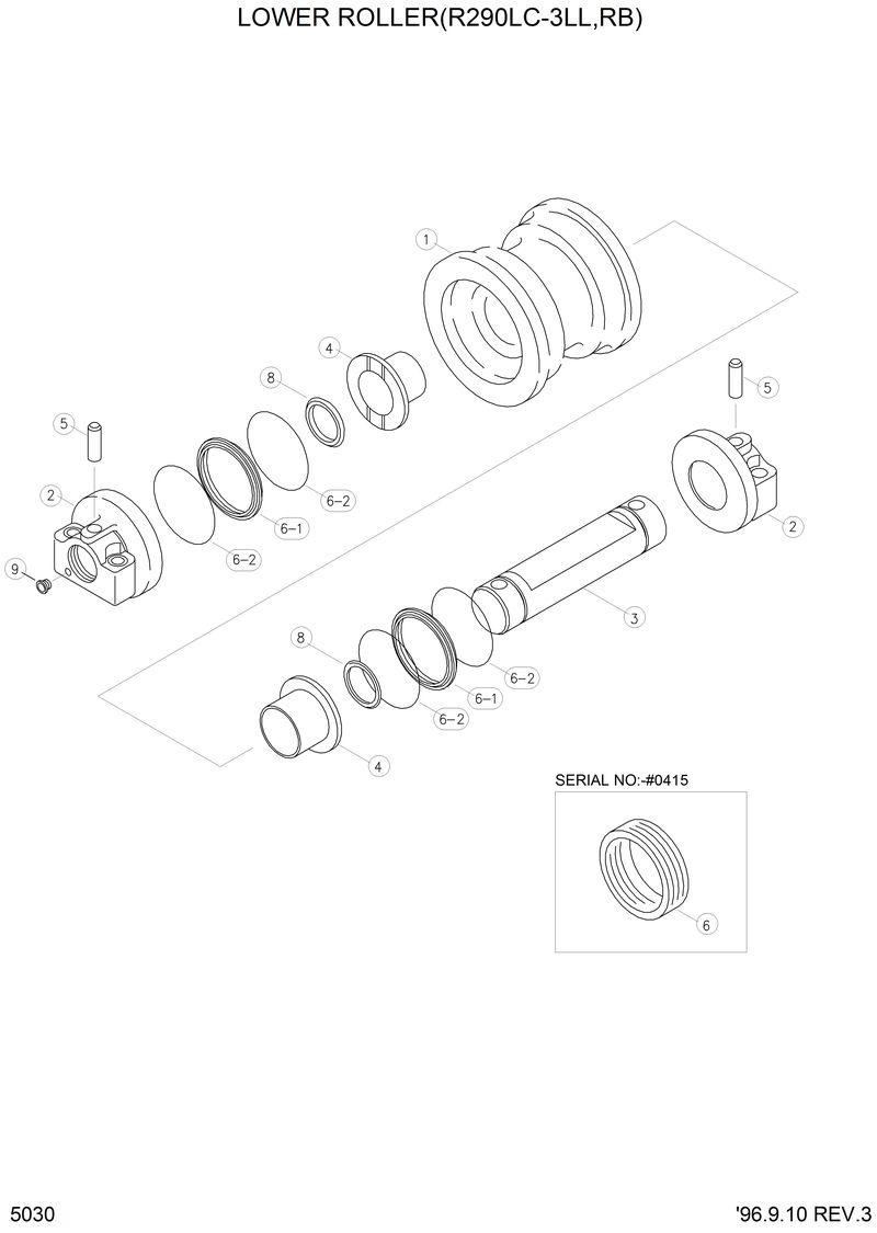 Схема запчастей Hyundai R290LC3LL - ROLLER(R290LC-3LL,RB) 