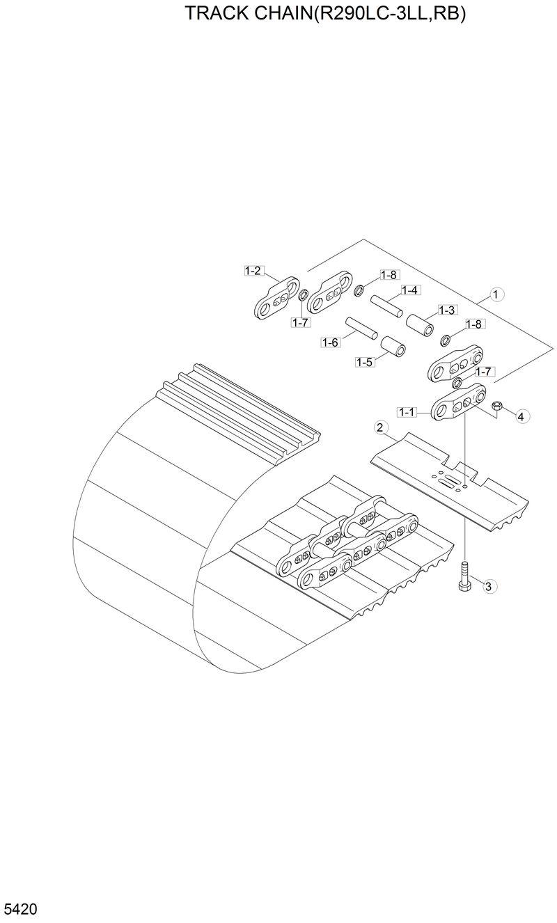 Схема запчастей Hyundai R290LC3LL - TRACK CHAIN(R290LC-3LL,RB) 