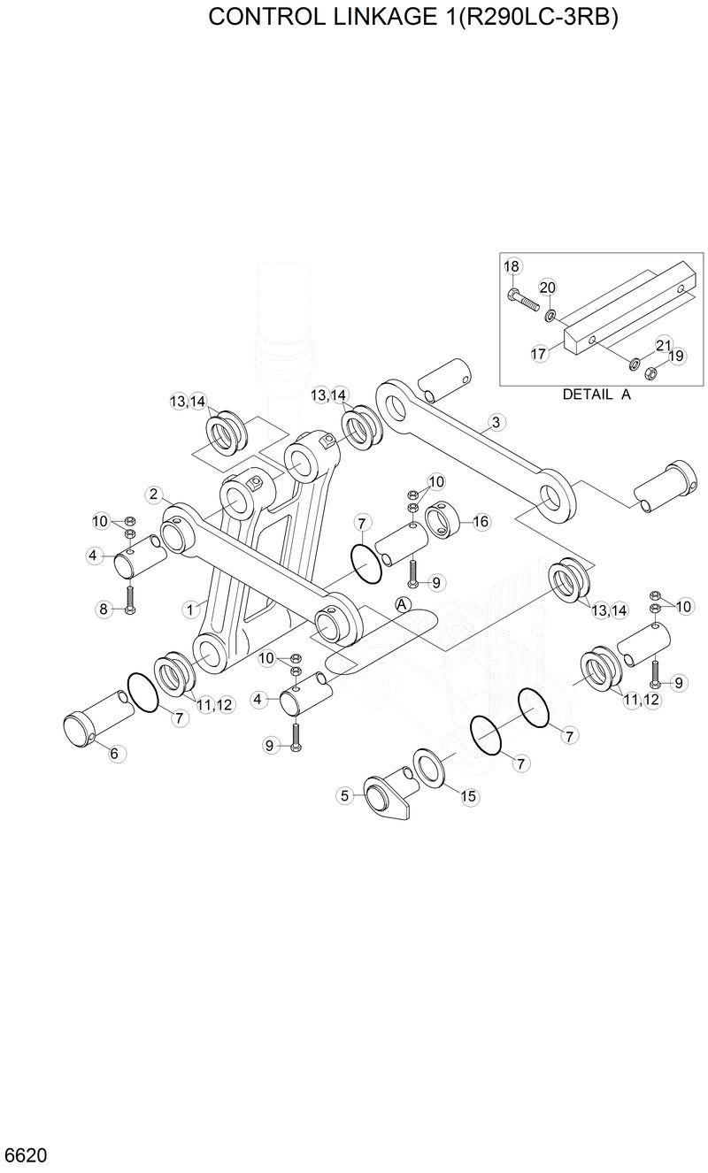 Схема запчастей Hyundai R290LC3LL - CONTROL LINKAGE 1(R290LC-3RB) 