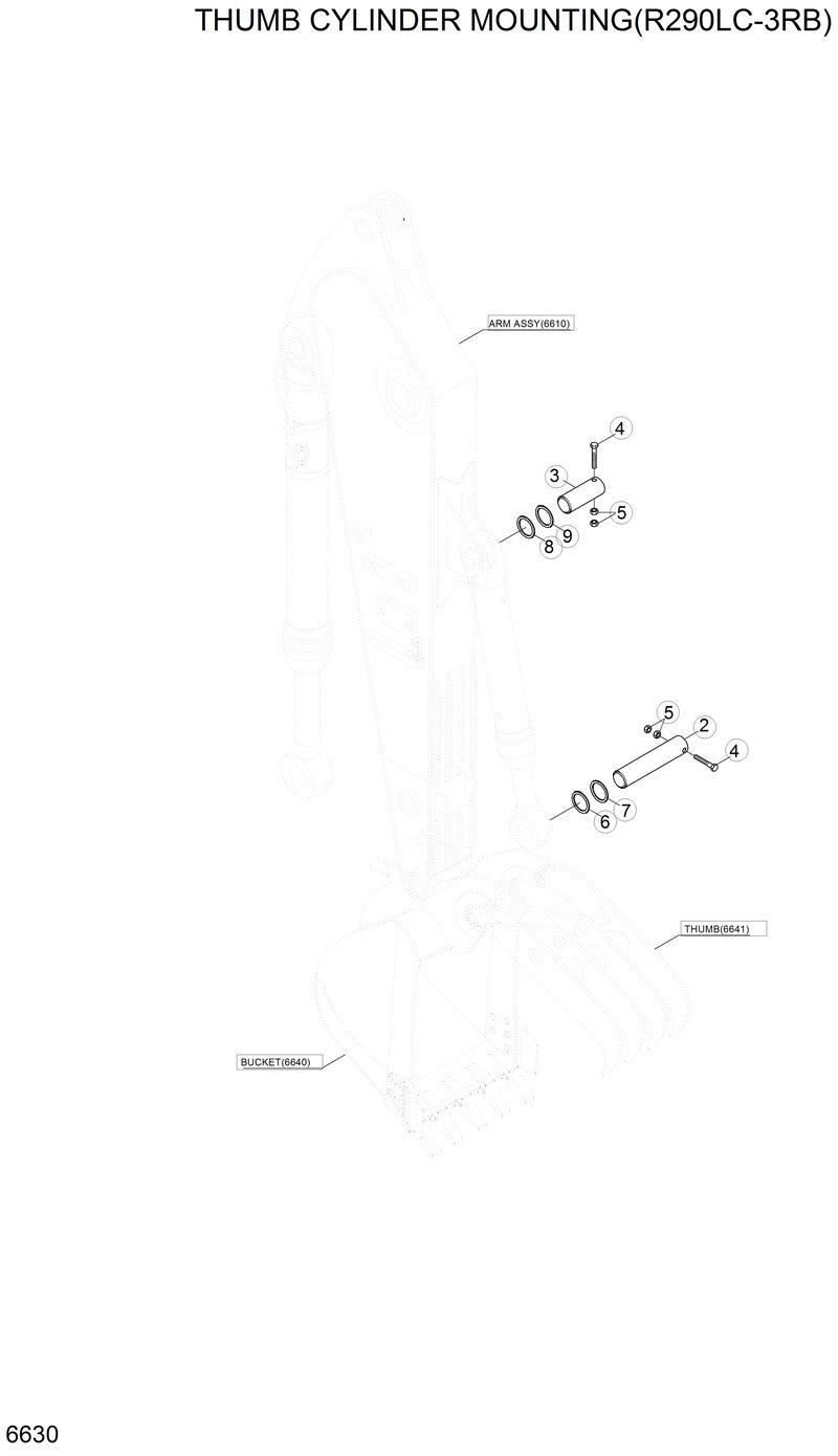 Схема запчастей Hyundai R290LC3LL - THUMB CYLINDER MOUNTING(R290LC3RB) 