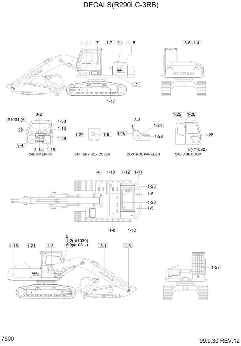 Схема запчастей Hyundai R290LC3LL - DECALS(R290LC-3RB) 