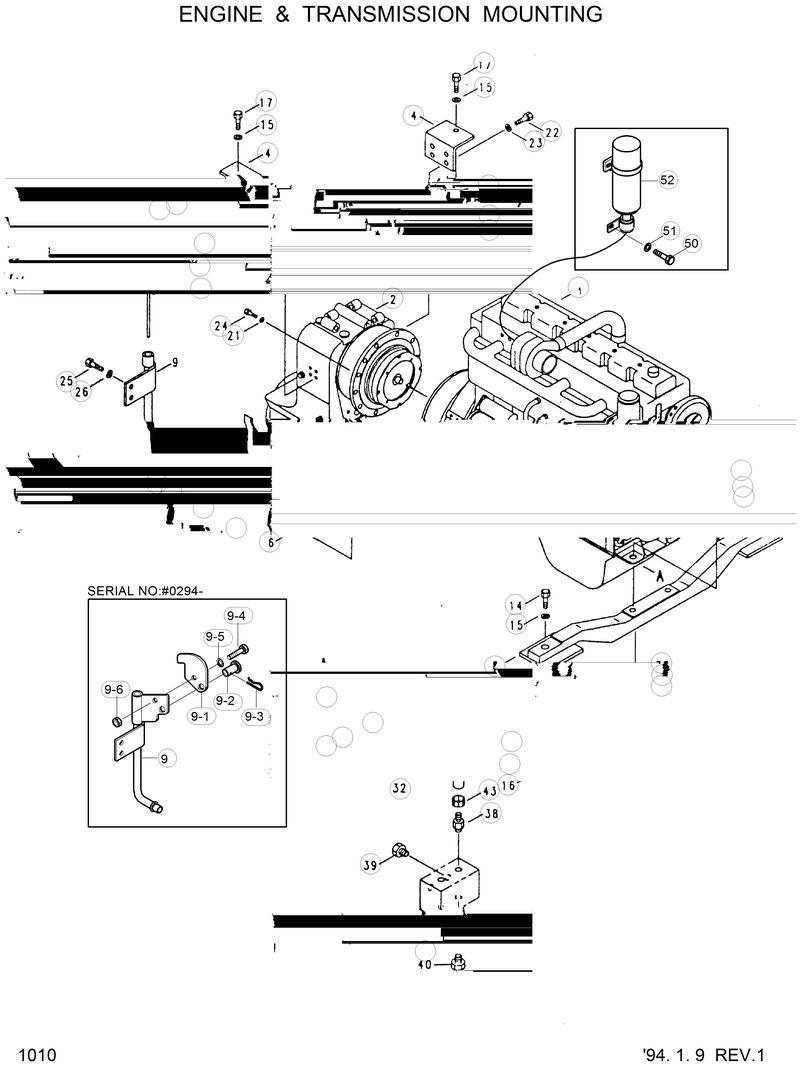 Схема запчастей Hyundai HL17C - ENGINE &amp; T/M MOUNTING 