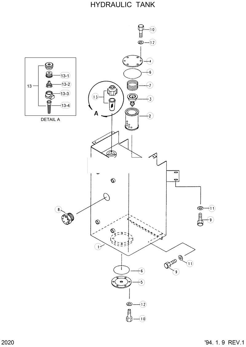 Схема запчастей Hyundai HL17C - HYDRAULIC TANK 