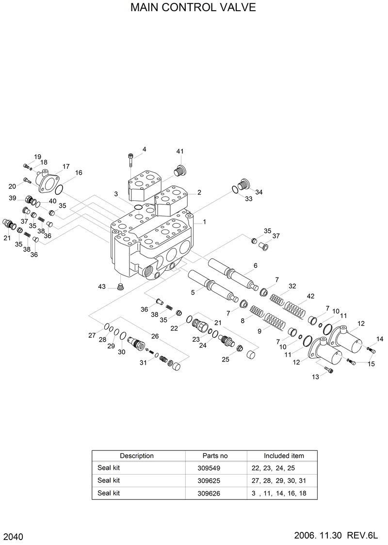 Схема запчастей Hyundai HL17C - MAIN CONTROL VALVE 