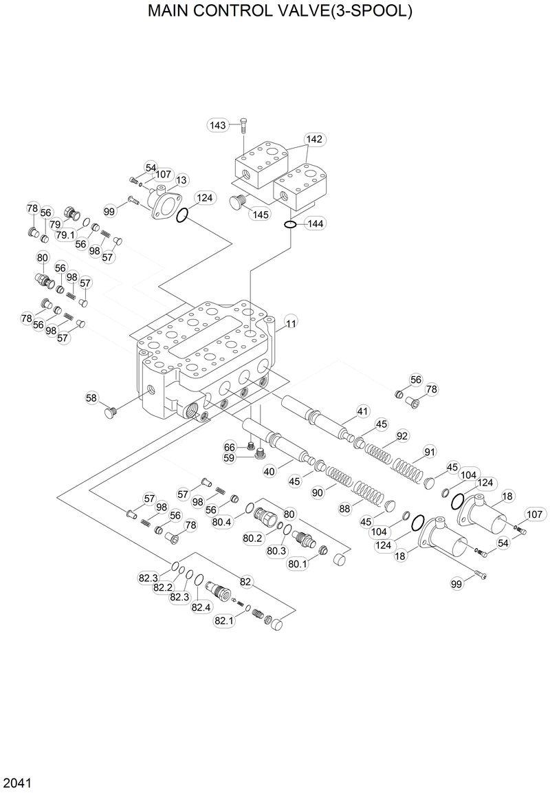 Схема запчастей Hyundai HL17C - MAIN CONTROL VALVE(3-SPOOL) 