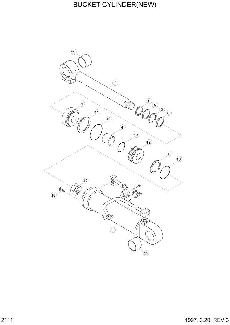 Схема запчастей Hyundai HL17C - BUCKET CYLINDER(#0296-) 