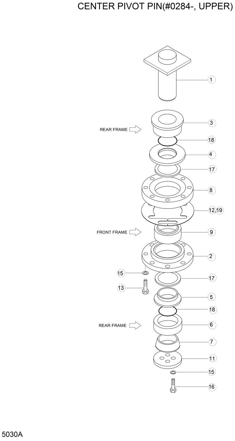 Схема запчастей Hyundai HL17C - CENTER PIVOT PIN(#0284-, UPPER) 
