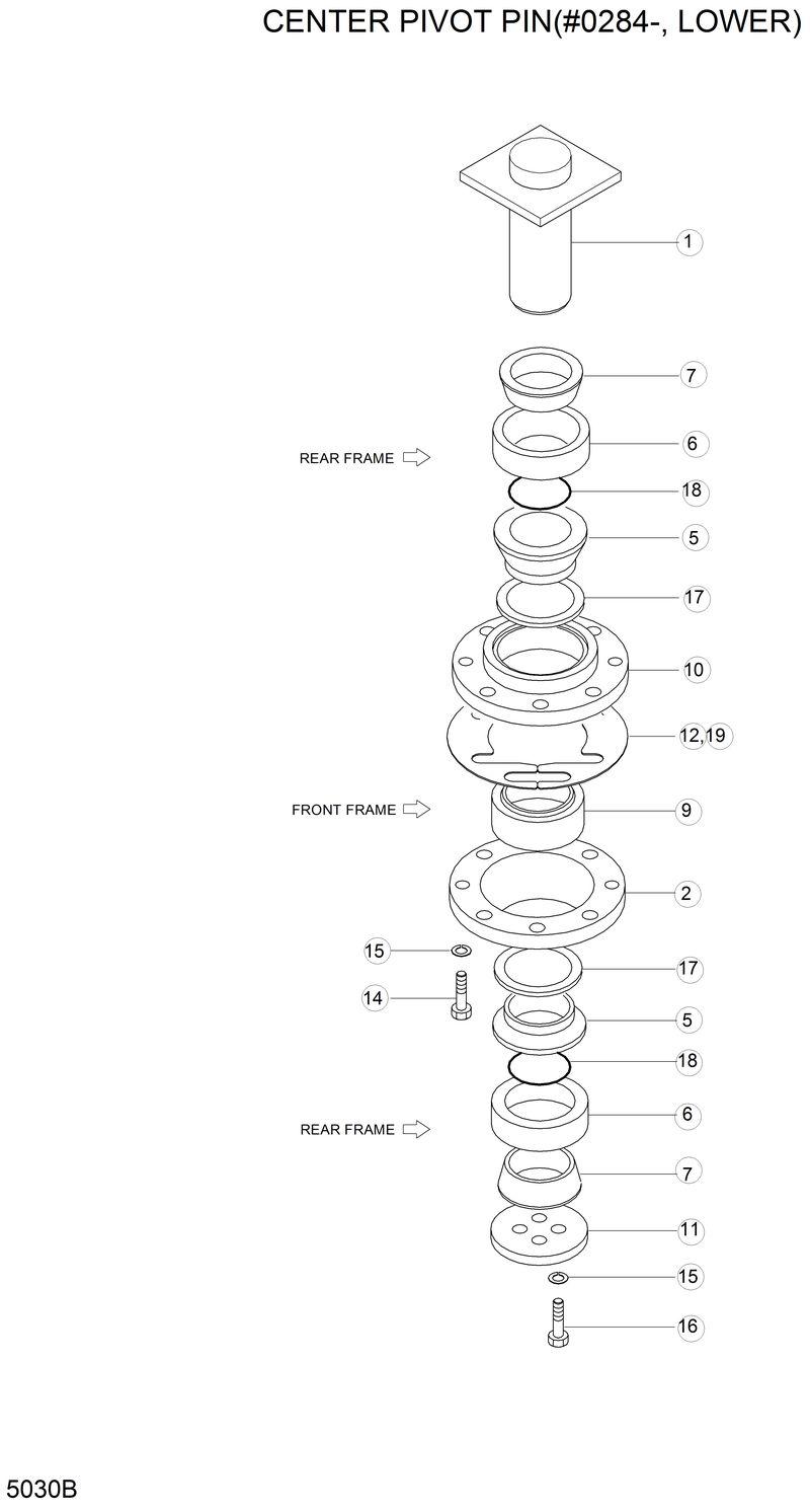 Схема запчастей Hyundai HL17C - CENTER PIVOT PIN(#0284-, LOWER) 