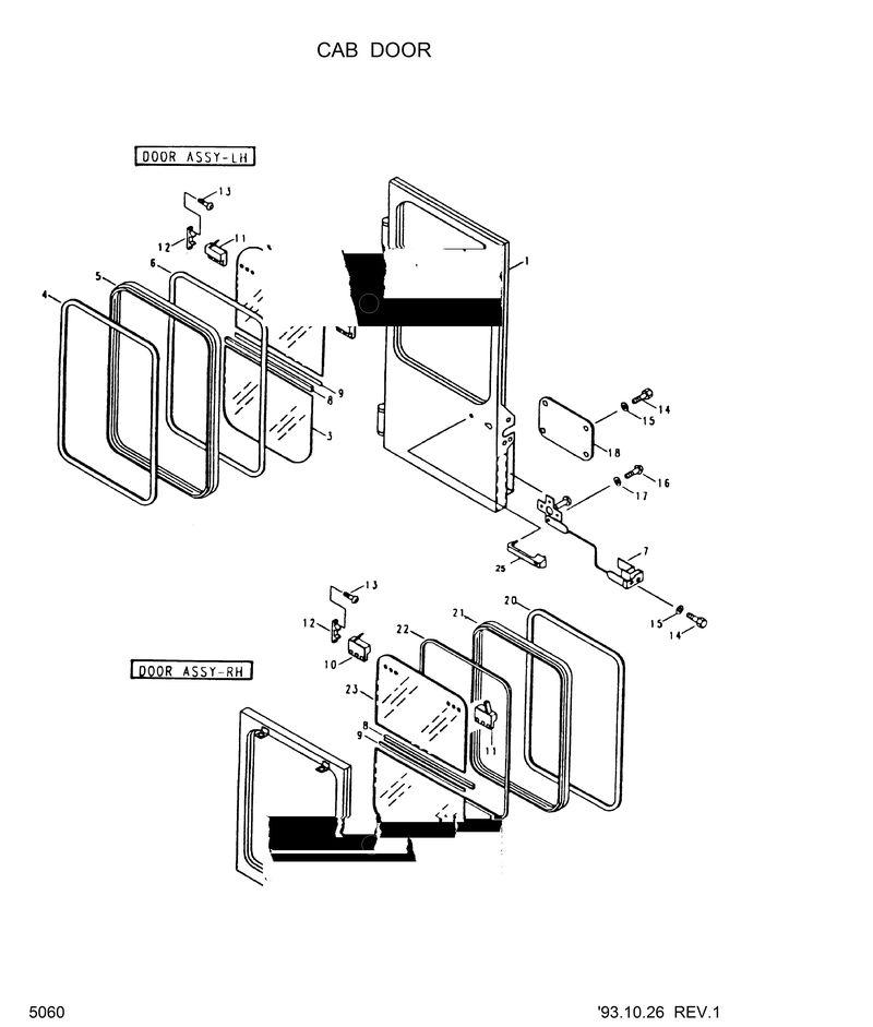 Схема запчастей Hyundai HL17C - CAB DOOR 