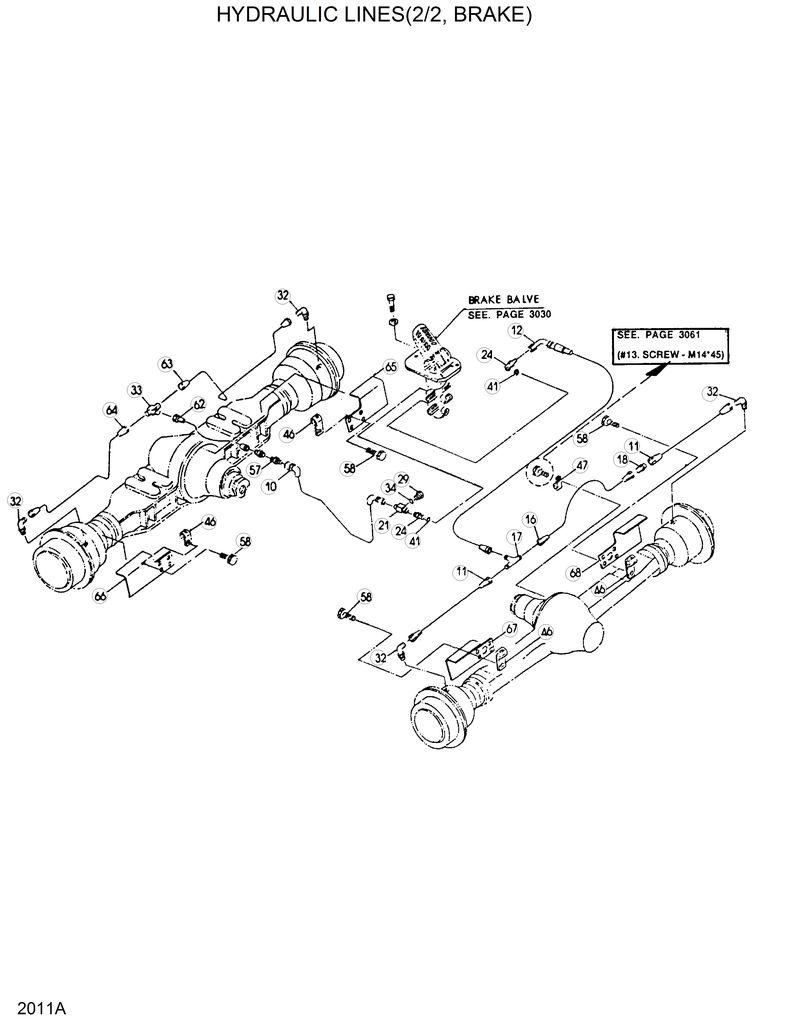 Схема запчастей Hyundai HL25C - HYDRAULIC LINES(2/2, BRAKE) 