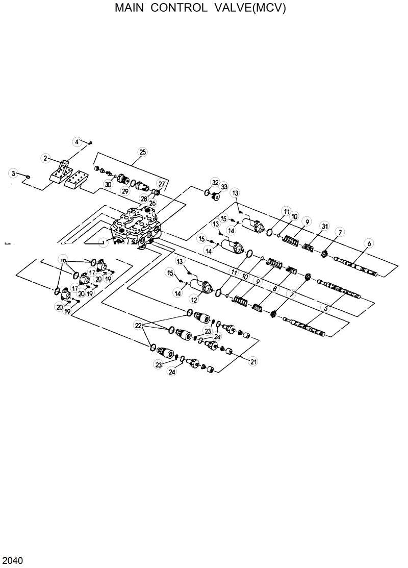 Схема запчастей Hyundai HL25C - MAIN CONTROL VALVE(2-SPOOL) 