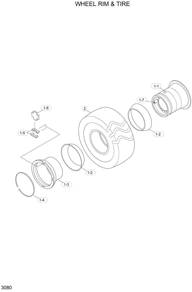 Схема запчастей Hyundai HL25C - WHEEL &amp; TIRE 