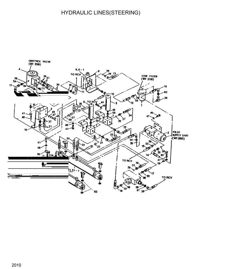 Схема запчастей Hyundai HL35C - HYDRAULIC LINES(STEERING) 