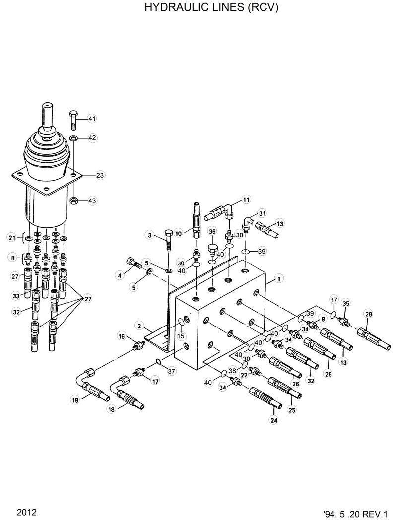 Схема запчастей Hyundai HL35C - HYDRAULIC LINES(RCV) 