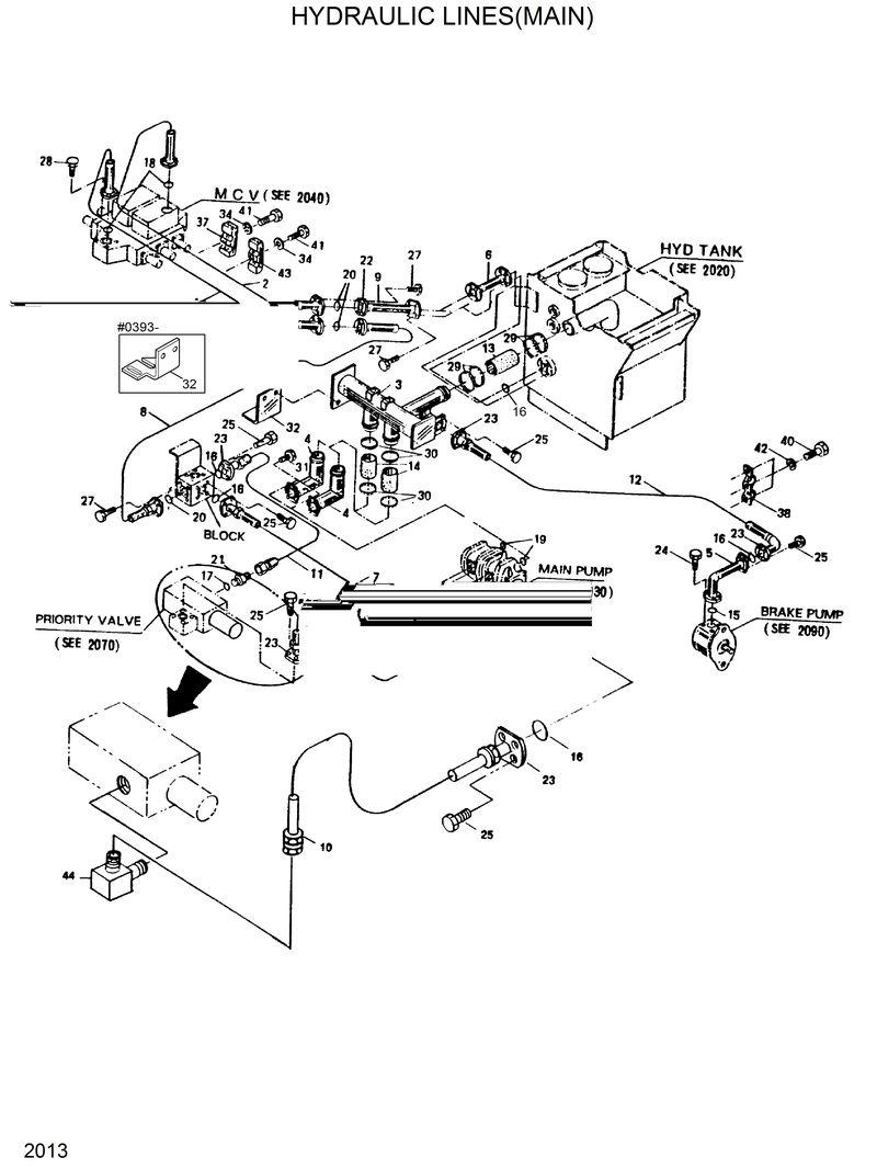 Схема запчастей Hyundai HL35C - HYDRAULIC LINES(MAIN) 